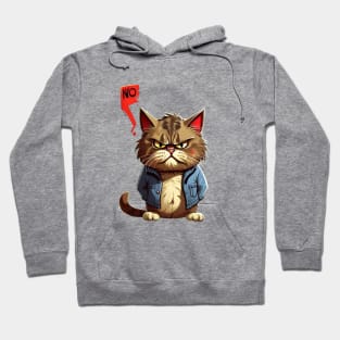 Funny angry Cat Says No: Funny illustration for cat lover. Hoodie